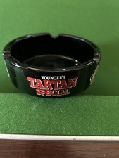 Tartan Special Ashtray Black Glass 1990s  - 10.5cm Diameter