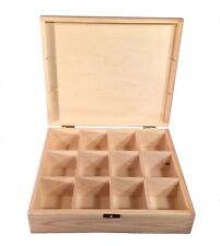 Large Wooden Tea Box with 12