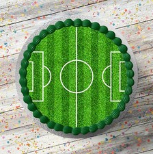 PRECUT Football Field Pitch 7.5" Round Edible Icing Cake Topper