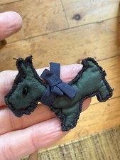 Moschino Silk/Cotton Scottie Dog Fun Brooch With Branding Designer