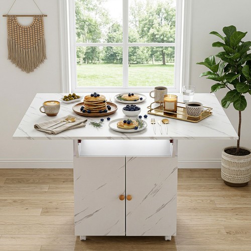 White marble effect kitchen - white,