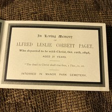 1898 Mourning Card - Alfred