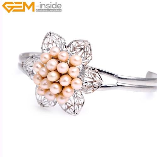 Pink freshwater pearl bangle - pink,