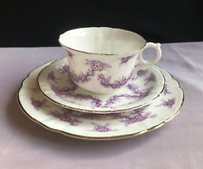 Antique Collingwood Bros Cabinet Tea Set Trio “Festoon” Lilac Garlands c.1895 B*