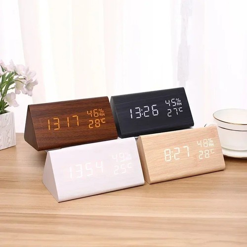 Bedside wooden digital alarm - wooden,