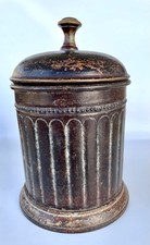 Antique Georgian Regency Toleware Tea Caddy Tabacco Pot Storage Jar Bronze Brass
