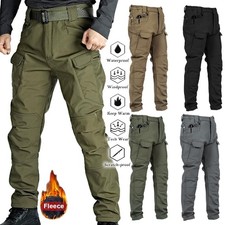 Mens Waterproof Fleece Lined THERMAL Work Trousers Cargo Combat Pants Bottoms