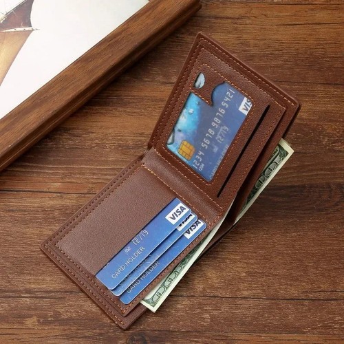 Men leather short wallet - men's,