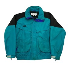 Vintage Columbia Jacket Powder Keg Green Mens L Lined Full Zip Nylon