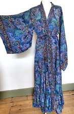 Long Blue Kimono Dressing Gown