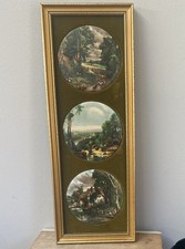 Vintage Wall Art by Staffordshire Fine Ceramics Framed Velvet Country Scenes