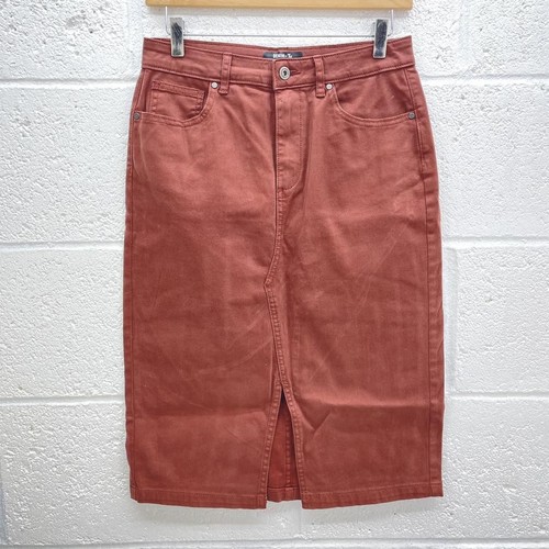 Brown denim midi skirt - tu,