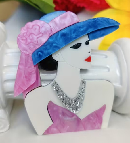 Lady acrylic brooch - lady,
