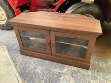 Brown Wood Effect Corner TV Unit Stand Cupoard with Glass Doors