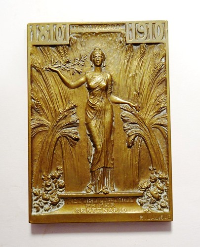Medal bronze plaque signed - /,