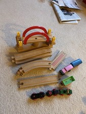 Wooden Bridge Set for Wooden Train Track and Engines Compatible with Brio Thomas