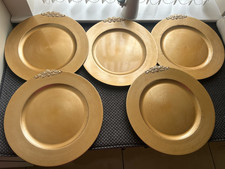 SILEA 5 GOLD CHARGER PLATES 13INS