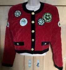 ESCADA Vintage 1980s Velvet Embroidered Embellished Clocks Jacket