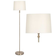Modern Antique Brass Floor Lamp Standard Light with Cream Shade