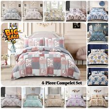 4 Piece Luxury Bedding Set Rich Cotton Duvet Cover Fitted Sheet With Pillowcase