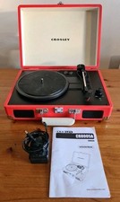 Crosley Cruiser CR8005A-OR Turntable 3 Speed Briefcase Record Player Red 