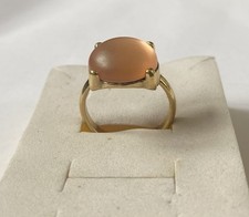 14ct Yellow Gold Plated, Peach Acrylic Cabochon Ring