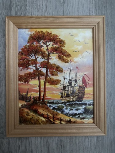 Wooden framed painted boat - wooden,