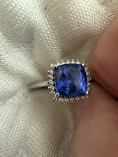 AAAA Tanzanite and White diamond ring 950 Platinum Halo Ring 2.18ct