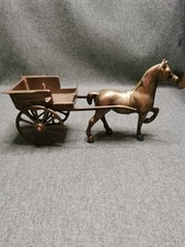 Vintage brass horse and cart, beautiful item with wheels that move 