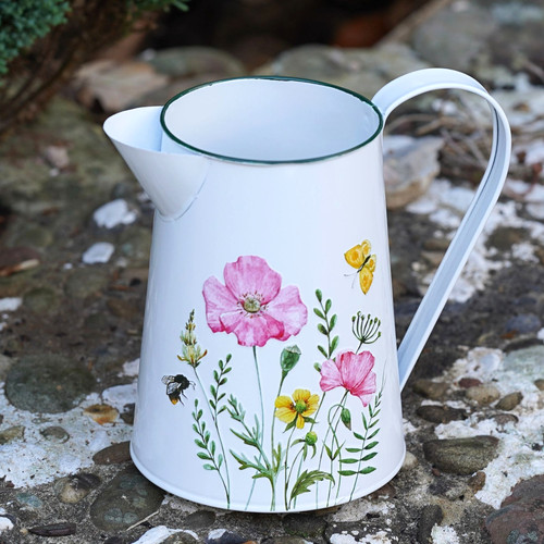 Floral jug metal - jug, |