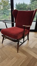 Rare Mid Century Ercol 294 Red Wingback Chair Armchair 