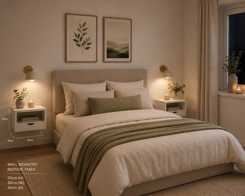 White bedside table with - , one