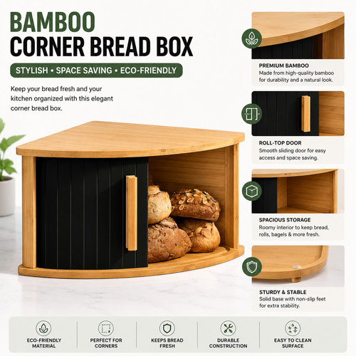 Bamboo bread storage box - bamboo,
