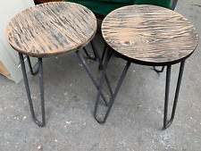 Vintage retro mid century modern MCM wood shabby chic stools chair side table x1