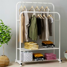 2-Tire 2 in 1 Heavy Duty Garment Rail Clothes Rack Hanger Stand Coat Shoes Rack