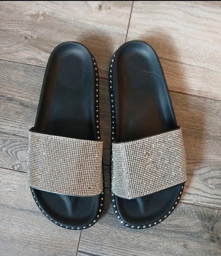 Primark slides black with - black,