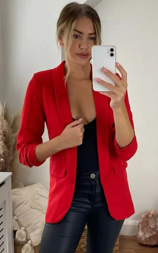Women ruched sleeve blazer - sleeve,