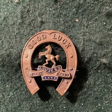 The Royal West Kent Regiment Enamel Sweetheart good luck  Brooch brass. Ab76