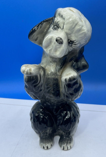 Ceramic poodle sit beg dog - ceramic,