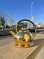 MID CENTURY 60'S ART DECO STYLE MODERNIST FRENCH INALTA LUXE KETTLE WOVEN HANDLE