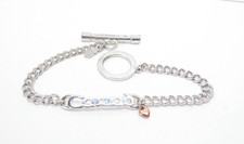 Clogau Gold Silver & 9ct Rose Gold Diamond Cariad Heart T-Bar Bracelet 7 1/2"