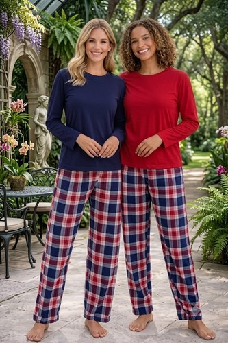 Check ladies pyjama - pyjama, crew