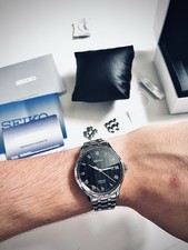 Mens Genuine Seiko Presage Japanese Garden Automatic Black Pinstripe SRPC81J1