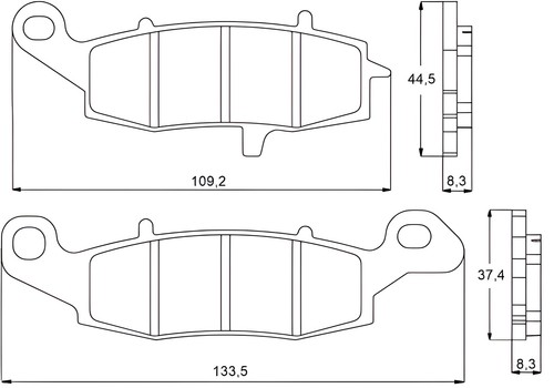 Front recessed brake pads - front,