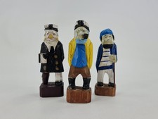 3 Hand Carved Wood Figures