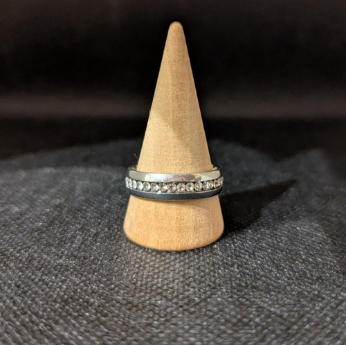 Silver ring with diamante - diamante, band