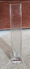 Morden Square Tall Clear Glass Vase 9.5”