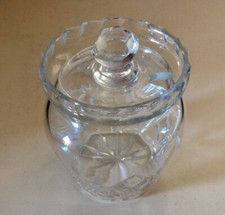 Vintage Cut Glass Lidded Jam Honey Marmalade Chutney Jar