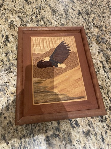 Framed small wood inlay - inlay, eagle