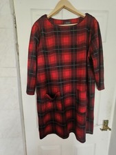 Womens Primark Red & Black Plaid Tartan Tunic Shift Dress  Pockets Size 18